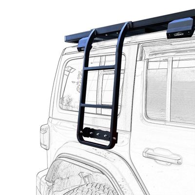 JEEP Evrensel 4 Koşucu Yan Otomatik Alüminyum Temel Çatı Rak Merdiveni Toz Kaplama ile