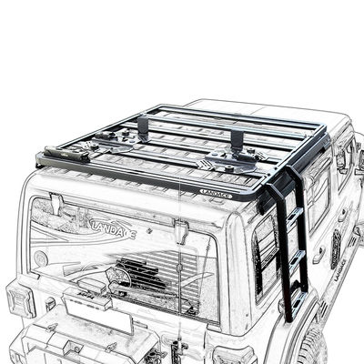 Landace Logo Otomobil Parçaları Çelik Siyah Toz Kaplı Yan Merdiven Kuyruk Merdiven WranglerJK için