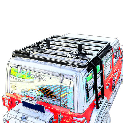 Evrensel Düz Platform Alüminyum Araç Çatı Taşıyıcısı için Tozla Kaplı 4x4 Off-road Yan Merdiven
