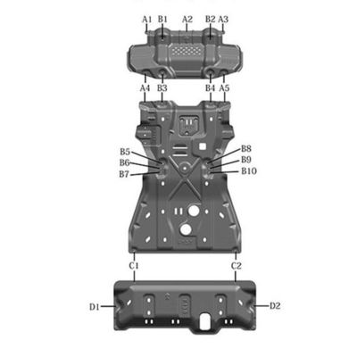 2.5mm Alüminyum Alaşım Araç Koruması Altındaki Motor Koruma Plakası Toyota Fortuner için